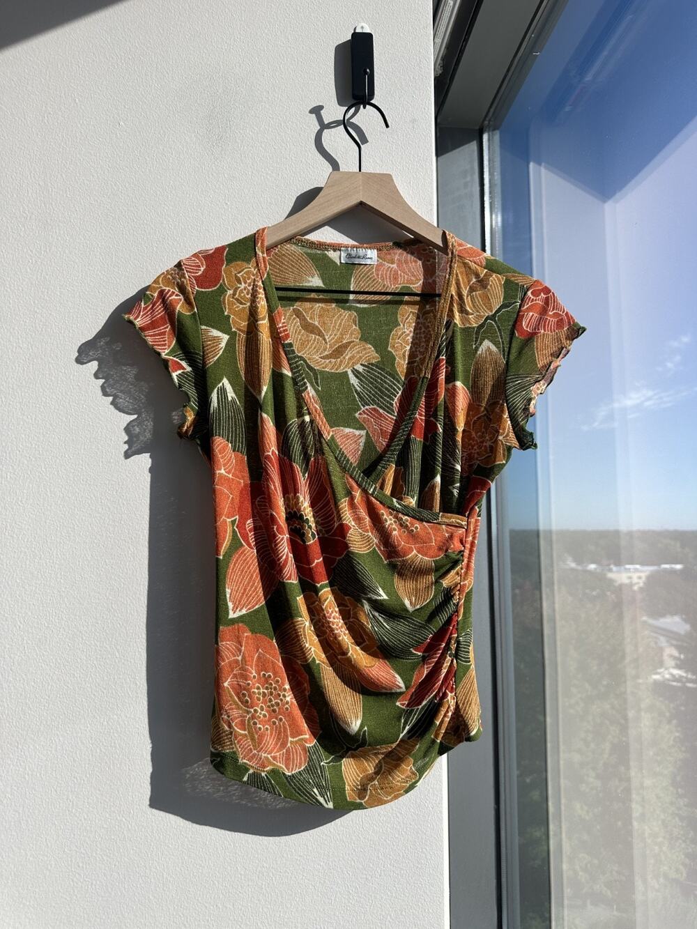 Vintage Y2K Charlotte Russe Floral Mesh Wrap Retro Top